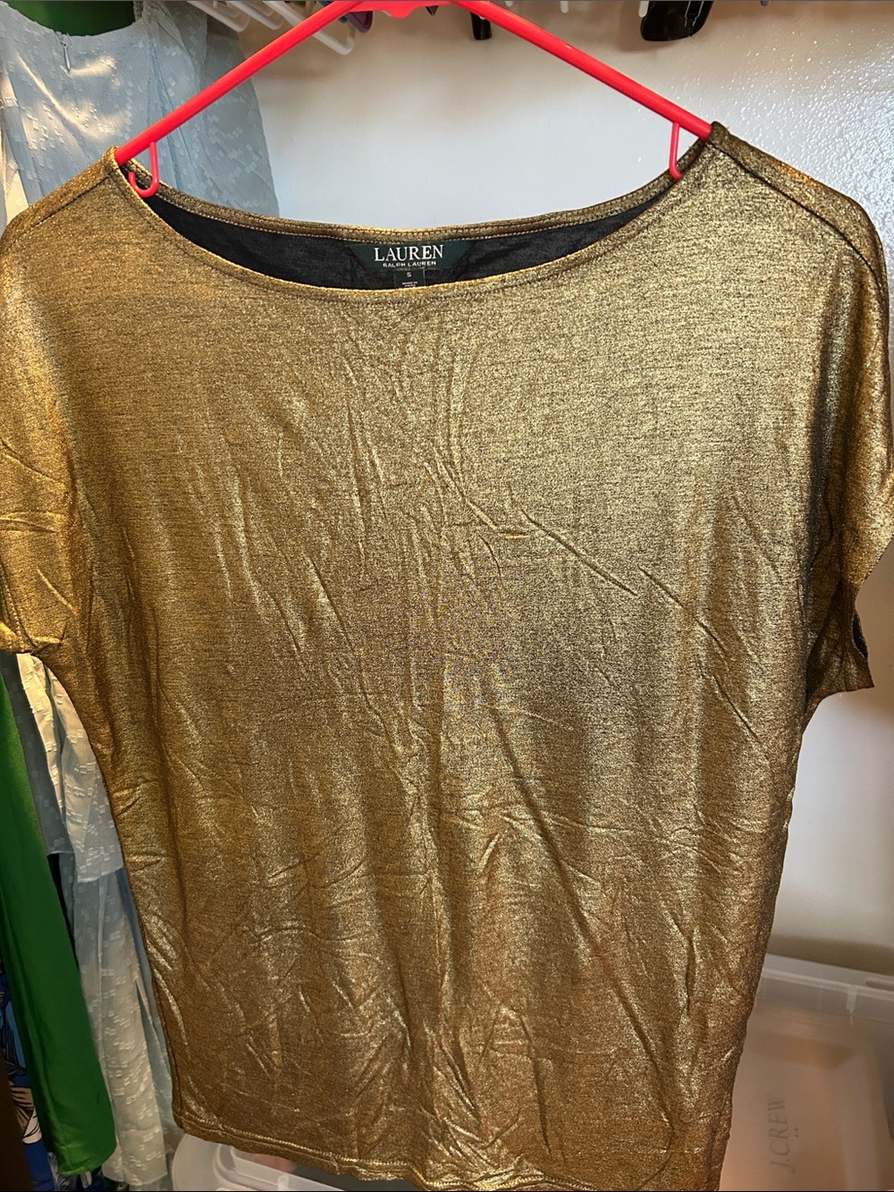 Lauren Ralph Lauren Metallic Gold Short Sleeve Top